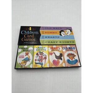 THINKFUN 4 Children's Card Games Rummy Hearts Old Maid Crazy Eights NEW